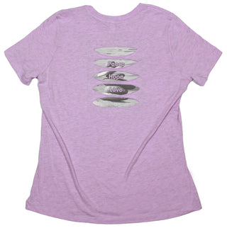 Buy womens-prism-lilac-crew Cairns, &quot;Peace Hope Love&quot; Women&#39;s Ripped T-shirt
