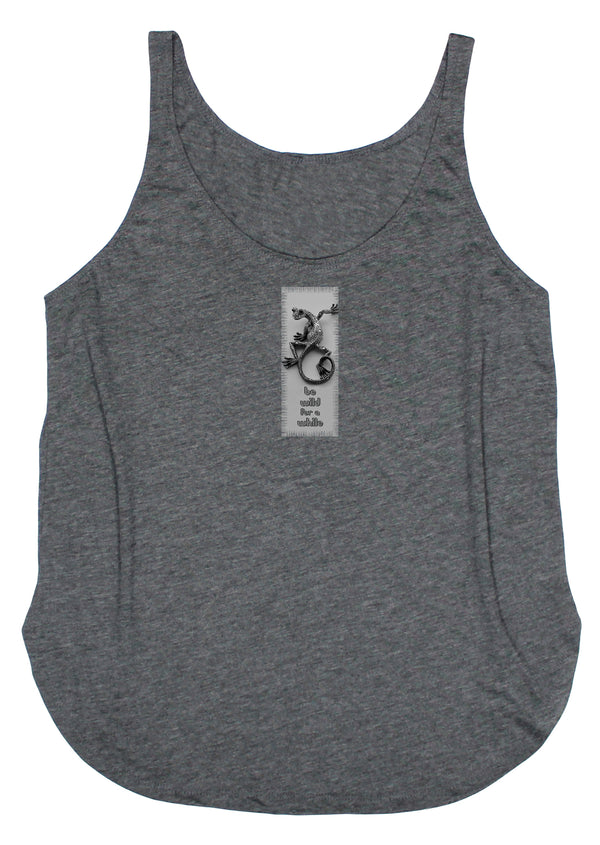 Gecko "Be Wild for a While" Women's Frayed Patch Tank Top