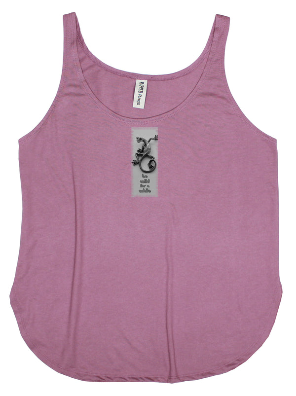 Gecko "Be Wild for a While" Women's Frayed Patch Tank Top