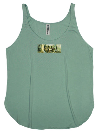 Buy womens-stonewash-green-tank Man in the Moon &quot;You are Enough&quot; Women&#39;s Frayed Patch Tank Top