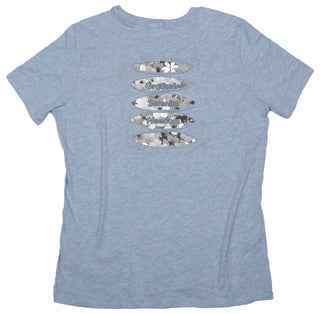 Buy womens-prism-blue-crew Scattered Flowers &quot;Gratitude Serenity Freedom&quot; Women&#39;s Ripped T-shirt