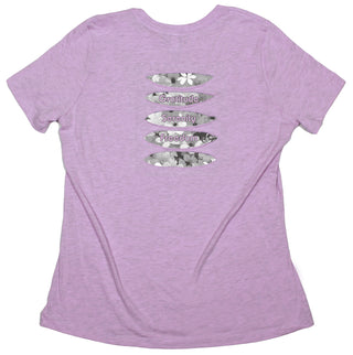 Buy womens-prism-lilac-crew Scattered Flowers &quot;Gratitude Serenity Freedom&quot; Women&#39;s Ripped T-shirt