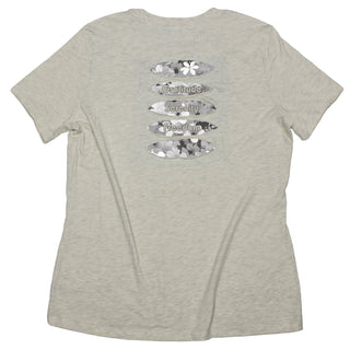 Buy womens-prism-ivory-crew Scattered Flowers &quot;Gratitude Serenity Freedom&quot; Women&#39;s Ripped T-shirt