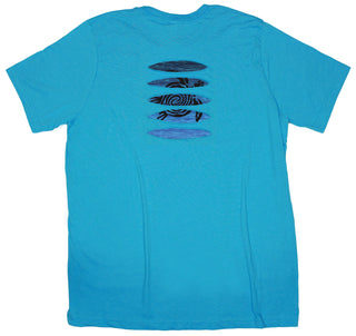 Buy aqua Tribal Turtle Ripped T-shirt